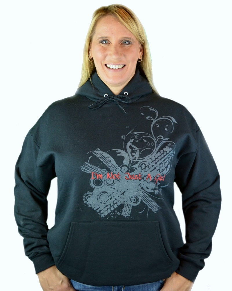 I'm Not Just a Girl Tire Tread Black Sweatshirt