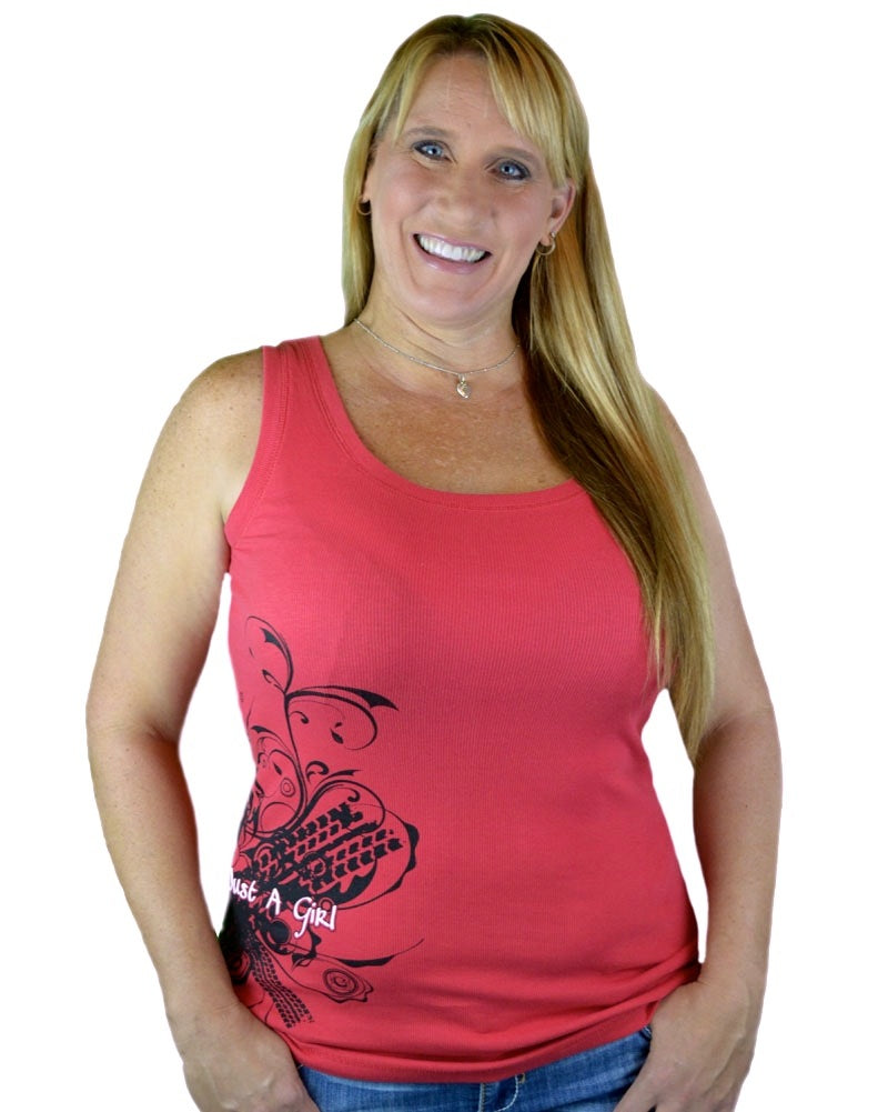 I'm Not Just a Girl Red Tire Tread Tank Top