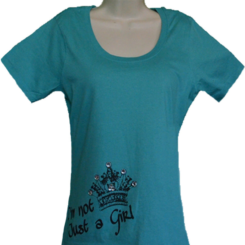 I'm Not Just a Girl Teal Crown Wings w Bling