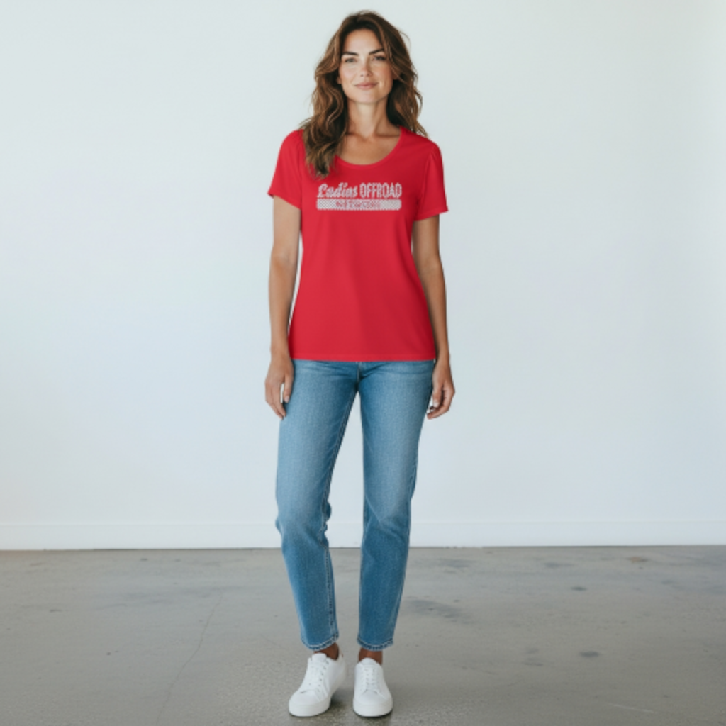 Ladies Offroad Network Racing Red Scoop Neck Tshirt