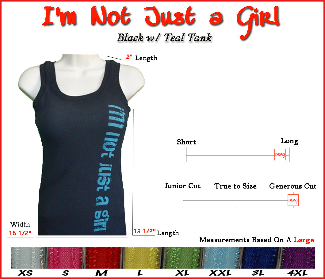 I'm Not Just a Girl Black Tank Top w Teal