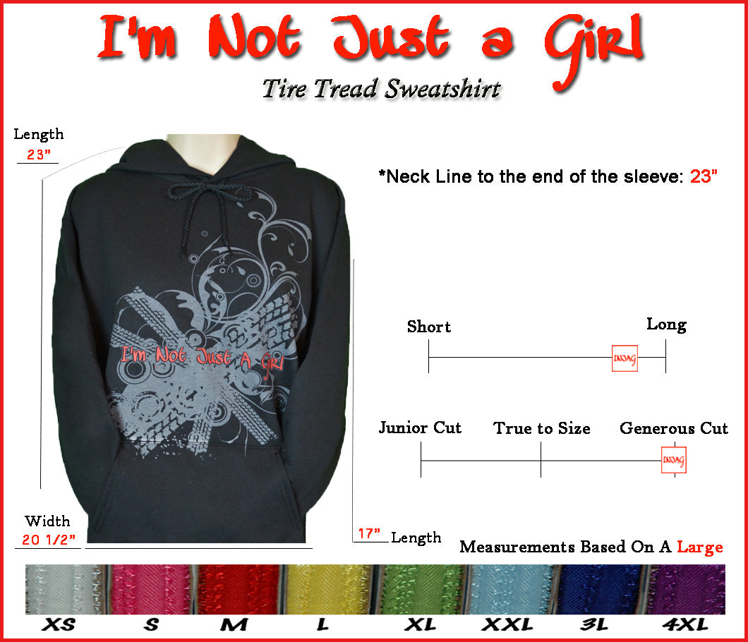 I'm Not Just a Girl Tire Tread Black Sweatshirt
