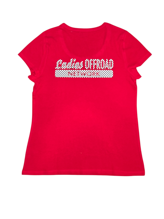 Ladies Offroad Network Racing Red Scoop Neck Tshirt
