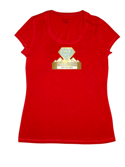 Gold 10th Anniversary Red Scoop Neck Tshirt *LIMITED* Ladies Offroad Network