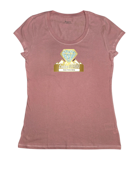 Gold 10th Anniversary Pink Scoop Neck Tshirt *LIMITED* Ladies Offroad Network