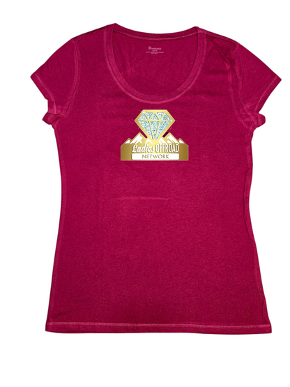 Gold 10th Anniversary Plum Scoop Neck Tshirt *LIMITED* Ladies Offroad Network