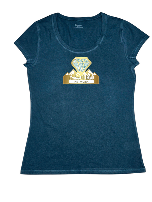 Gold 10th Anniversary Gem Scoop Neck Tshirt *LIMITED* Ladies Offroad Network