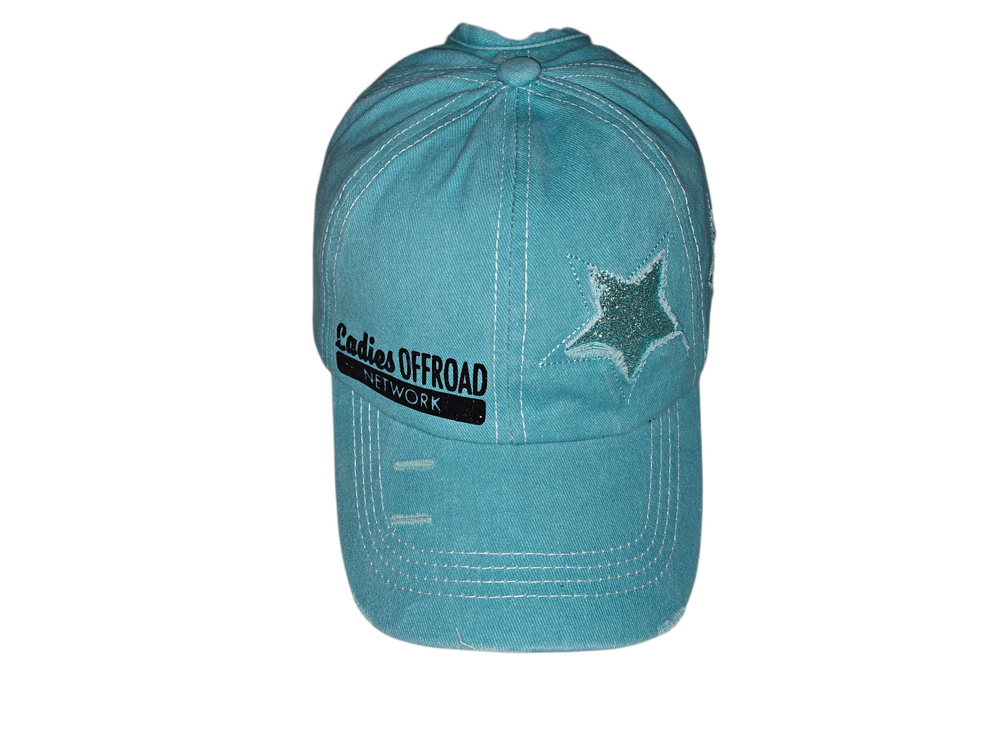 Ladies Offroad Network Teal Star Pony Tail Hat