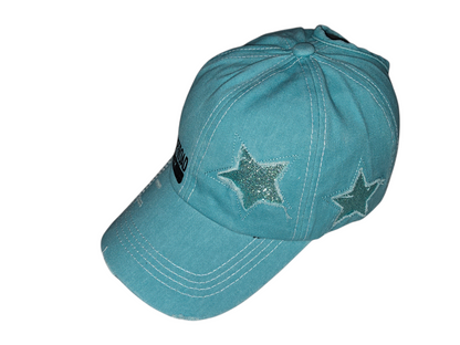 Ladies Offroad Network Teal Star Pony Tail Hat