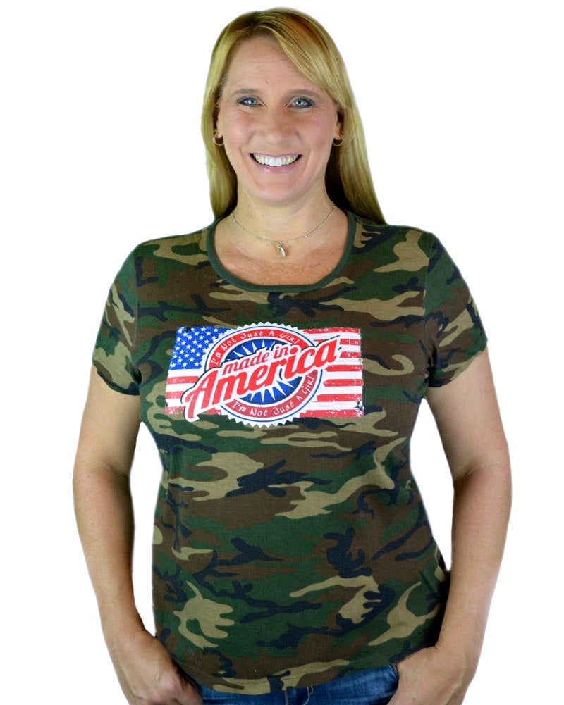 I'm Not Just a Girl Made in America Camo Tshirt