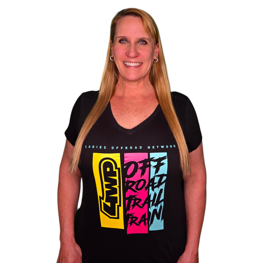 *SALE* Ladies Offroad Network 4WP Black V Neck Tshirt