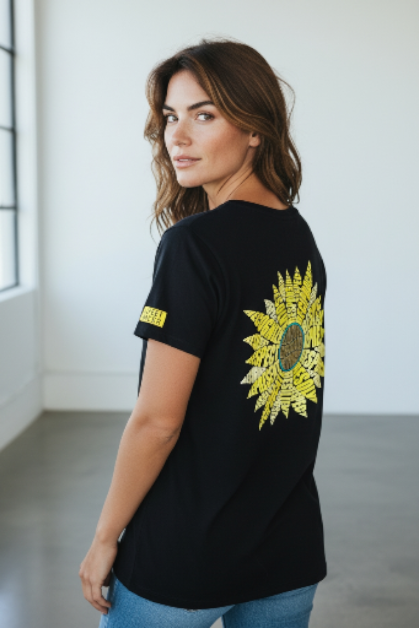 Ladies Offroad Network Sunflower V Neck Tshirt
